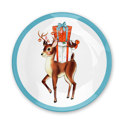 Retro Reindeer Christmas Side Plate - Fawn and Thistle
