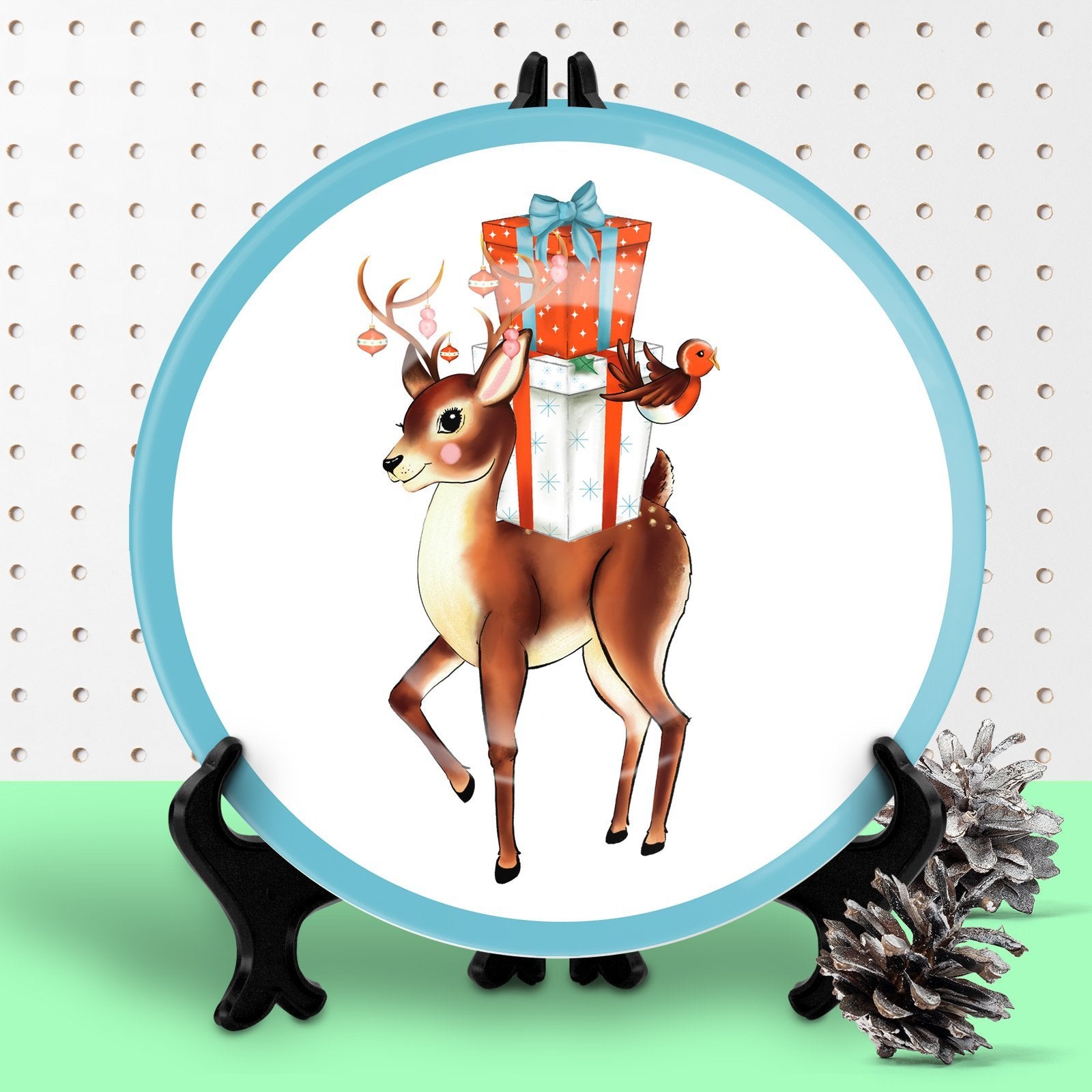 Retro Reindeer Christmas Side Plate - Fawn and Thistle