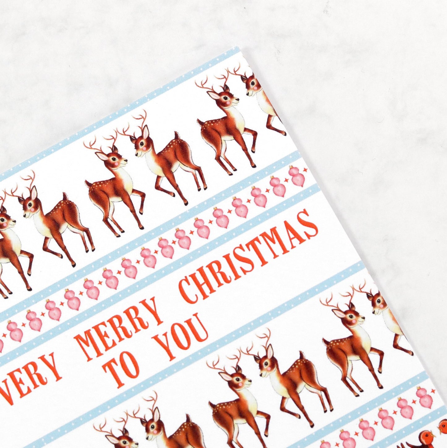 Retro Scandi Reindeer Pattern Christmas Card - Fawn and Thistle