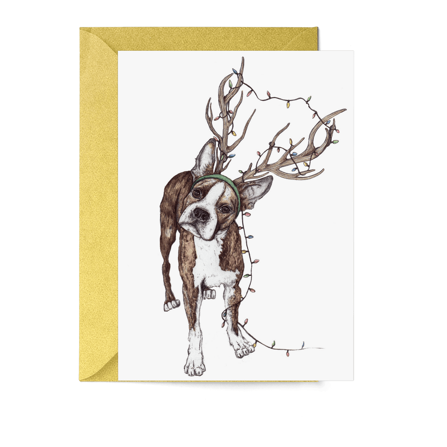 Santa's Helper Dog Greeting Card - Fawn and Thistle