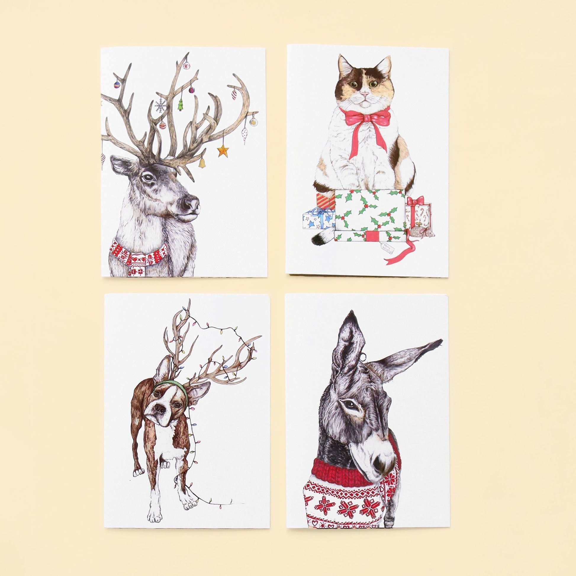 Santa's Helper Donkey Greeting Card - Fawn and Thistle
