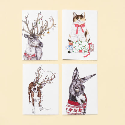 Santa's Helper Donkey Greeting Card - Fawn and Thistle