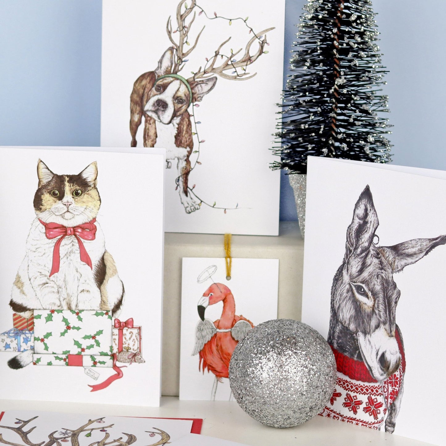 Santa's Helper Donkey Greeting Card - Fawn and Thistle