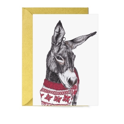 Santa's Helper Donkey Greeting Card - Fawn and Thistle