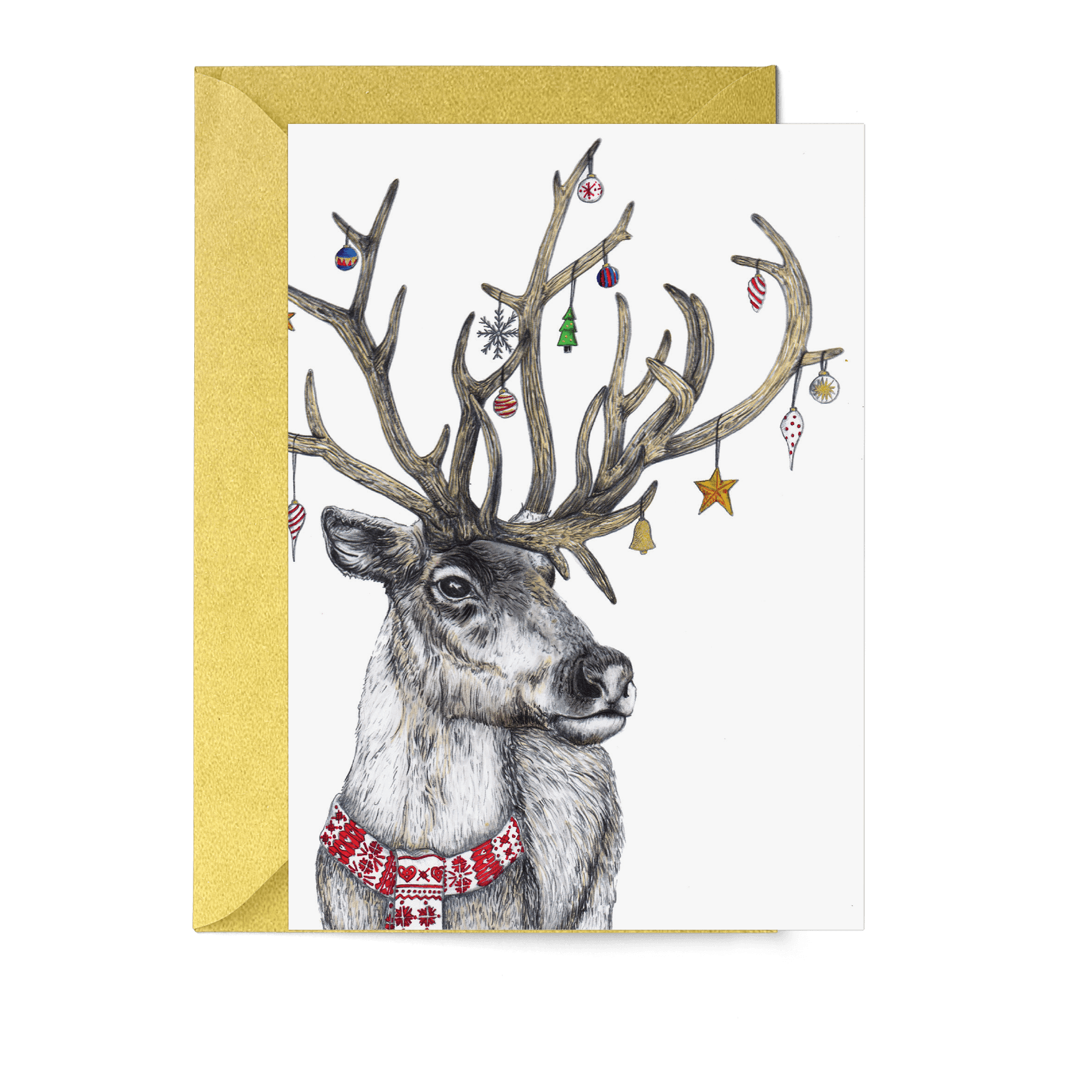 Santa's Helper Reindeer Greeting Card - Fawn and Thistle