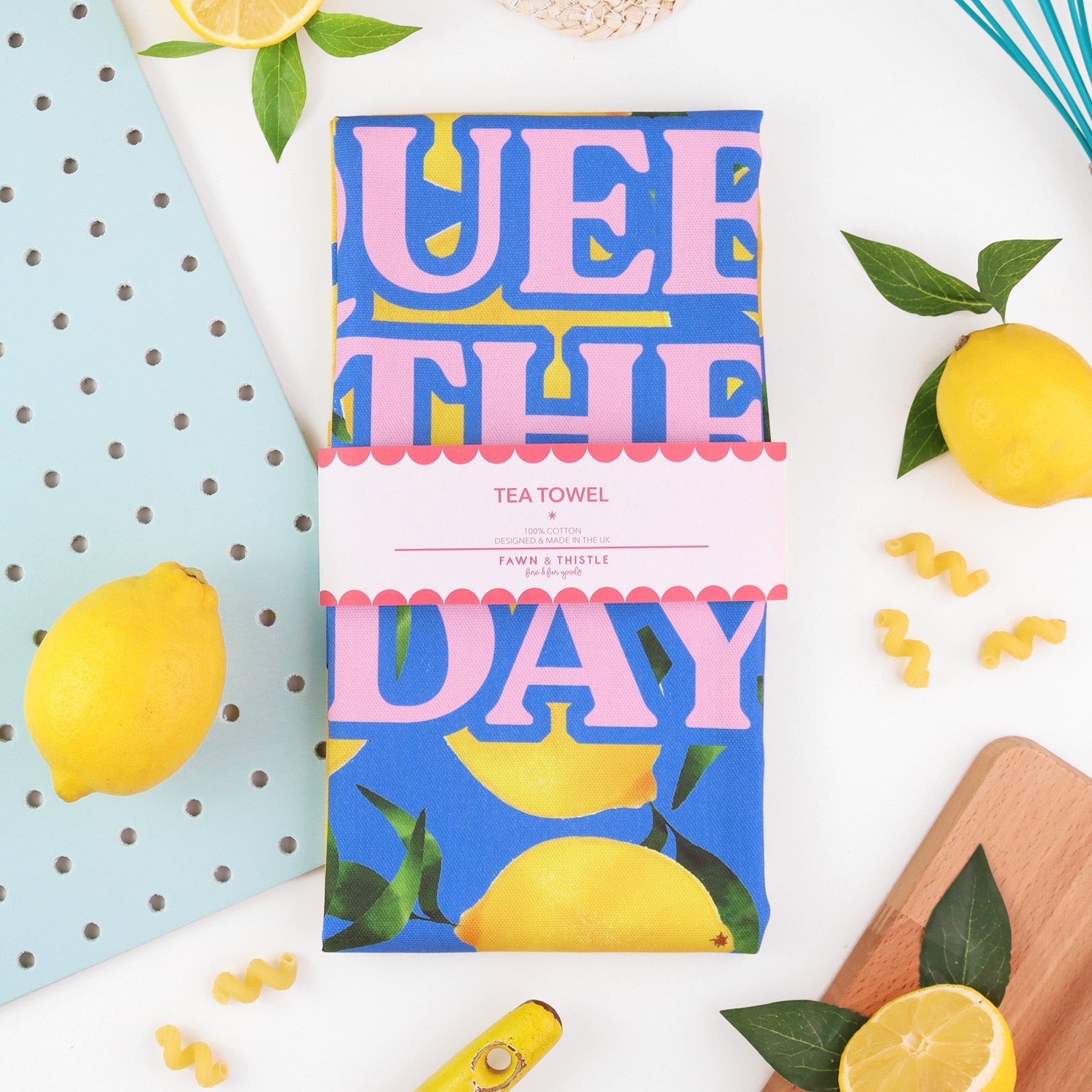 Squeeze The Day Lemons Tea Towel - Fawn and Thistle