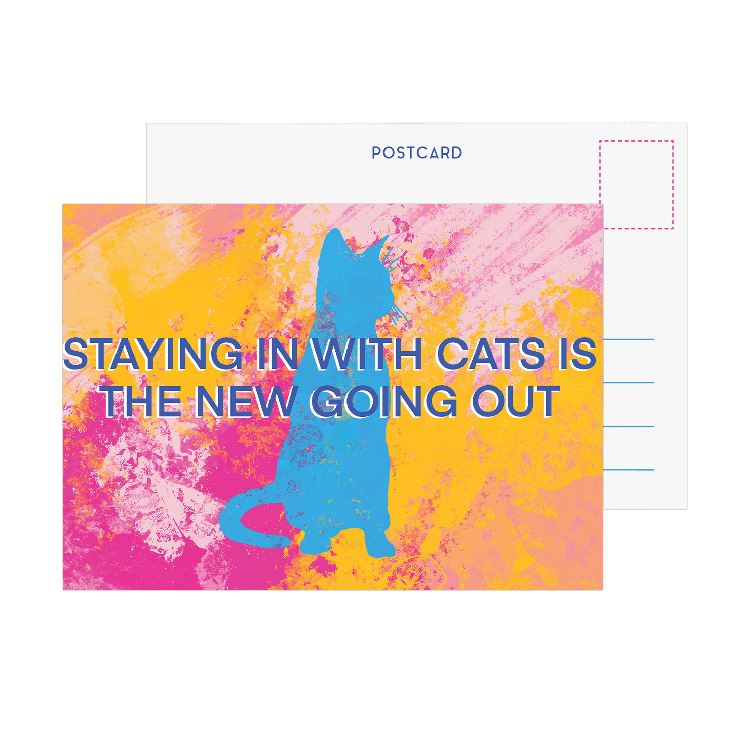 Staying In With Cats Postcard - Fawn and Thistle