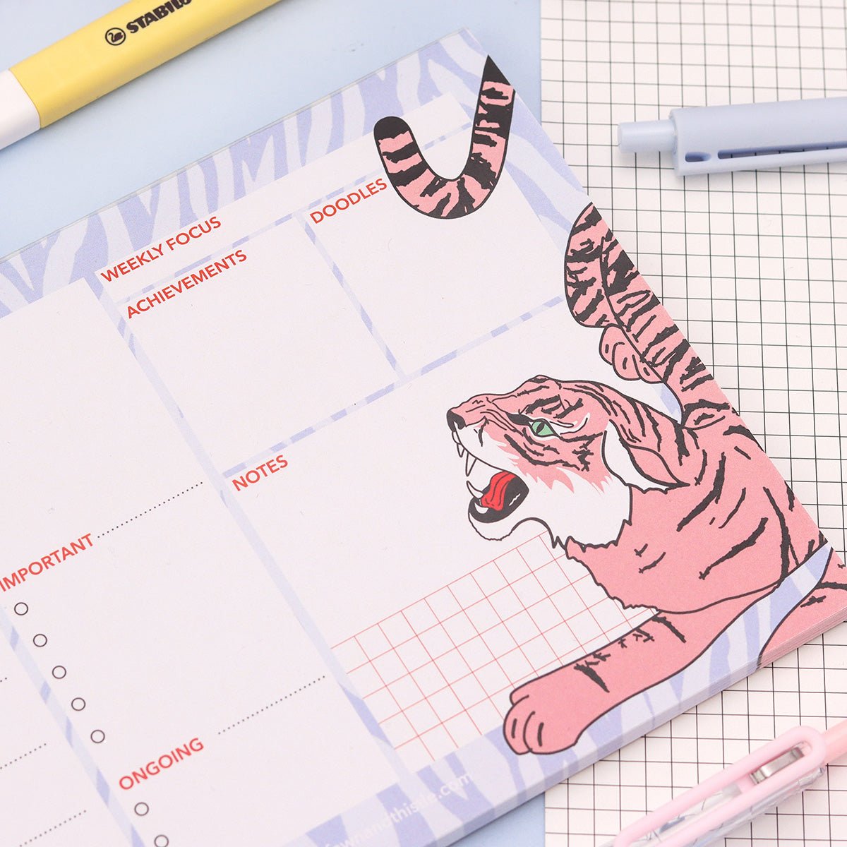 Tiger Weekly Desk Pad Planner A5 - Fawn and Thistle