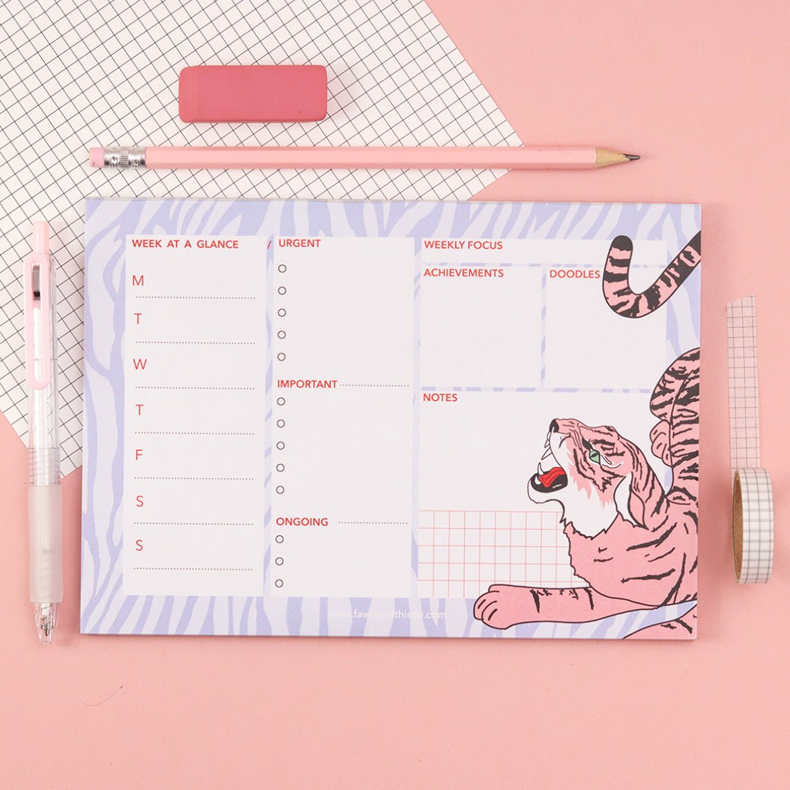 Tiger Weekly Desk Pad Planner A5 - Fawn and Thistle