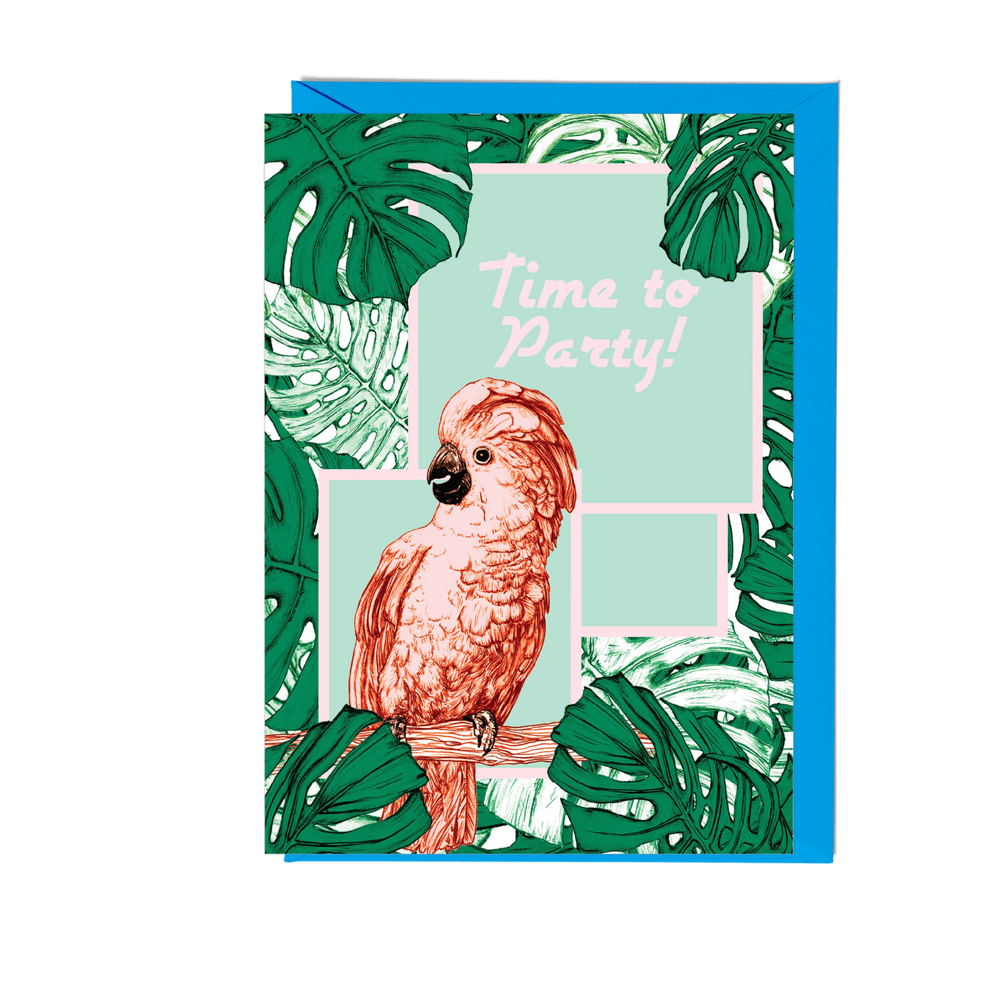 Time To Party Tropical Cockatoo Greeting Card - Fawn and Thistle