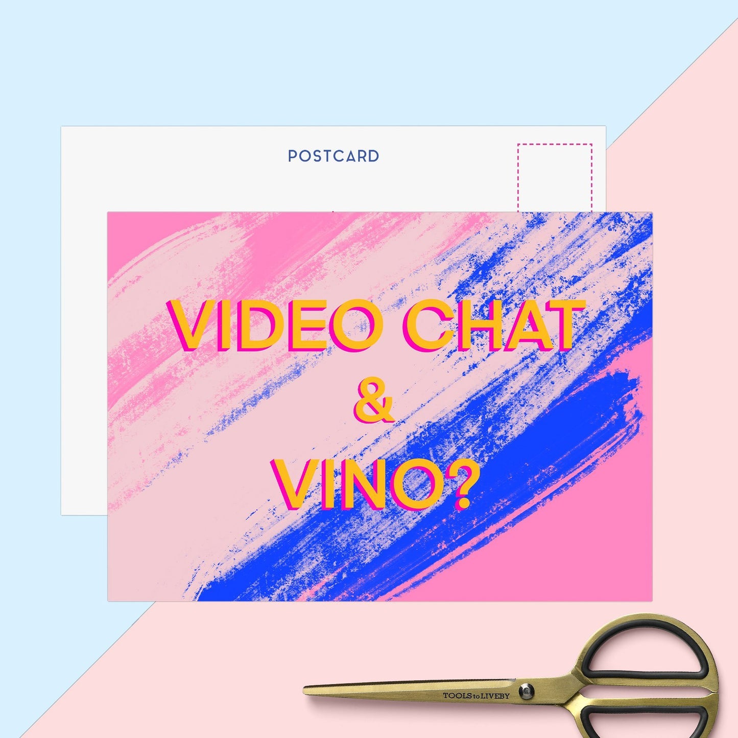 Video Chat & Vino Postcard - Fawn and Thistle