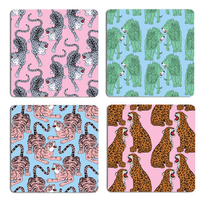 Wild Cat Pattern Coaster set - Fawn and Thistle