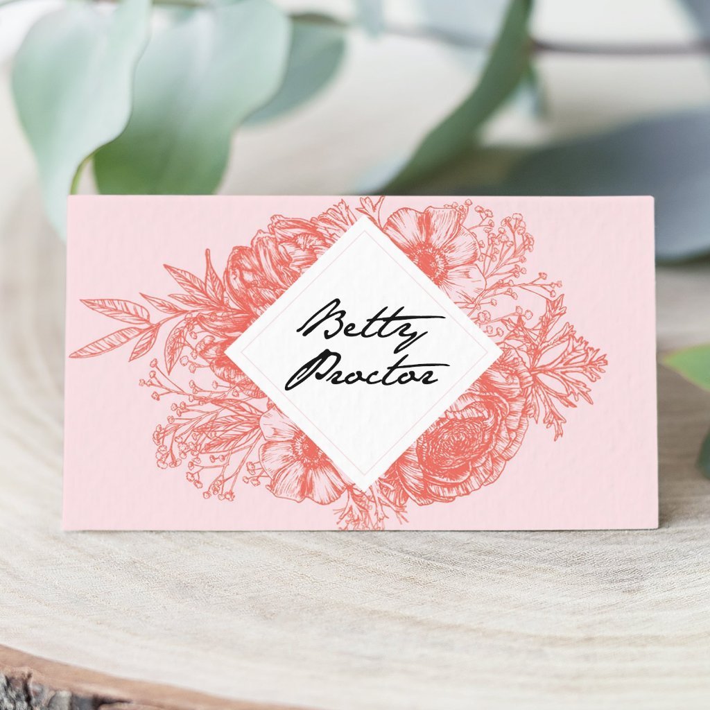Wildflower Coral And Blush Wedding Place Cards Pack 10 - Fawn and Thistle